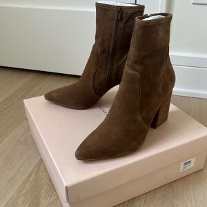 Loeffler Randall Isla Slim Suede Booties in Cacao size 8